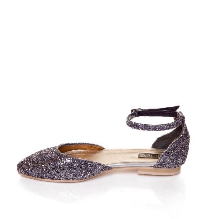 Balerini gri piele glitter