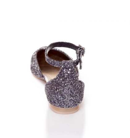 Balerini gri piele glitter