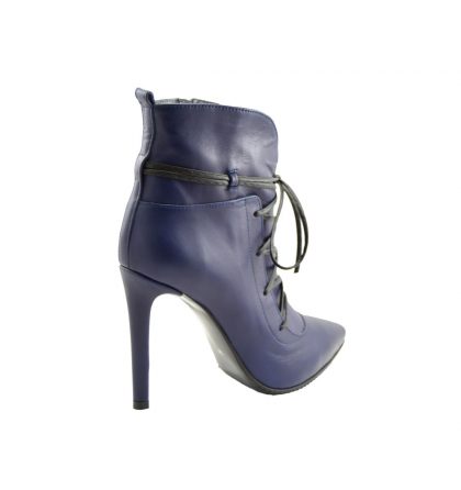 Botine albastre piele toc inalt