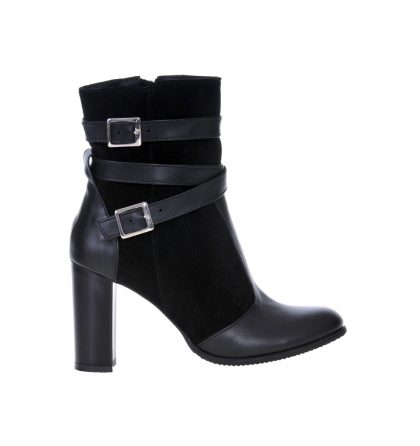 Botine negre dama piele box piele intoarsa