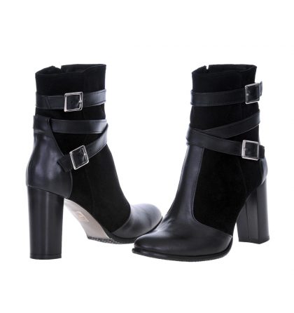 Botine negre dama piele box piele intoarsa