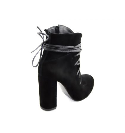 Botine negre piele intoarsa toc gros