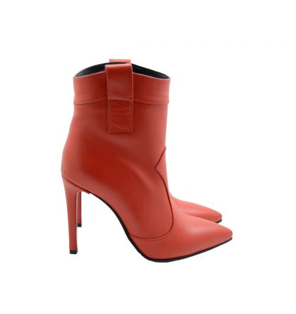 Botine rosii piele toc inalt