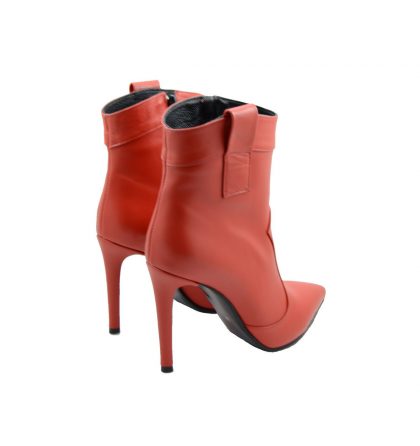 Botine rosii piele toc inalt