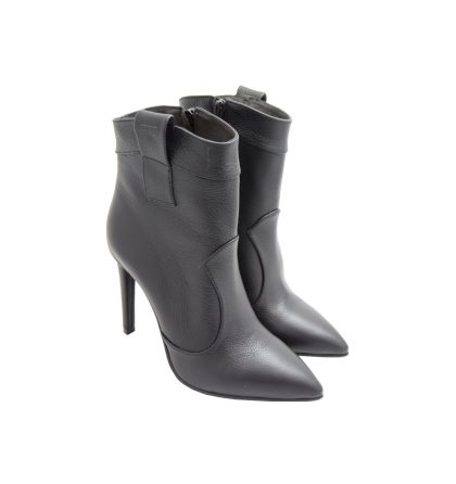 Botine stiletto negre piele