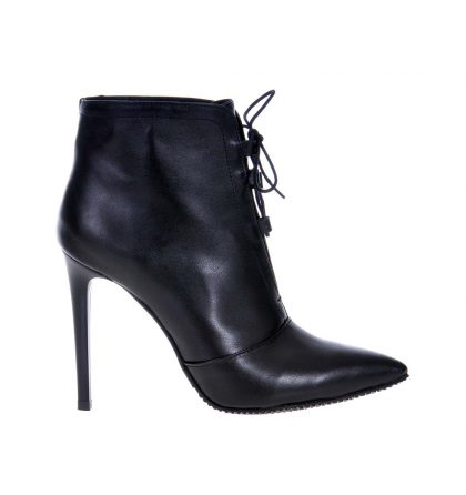 Botine stiletto negre piele naturala