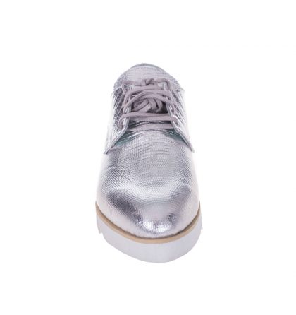 Pantofi oxford argintii piele imprimeu sarpe
