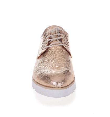 Pantofi oxford aurii piele imprimeu croco