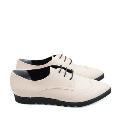 Pantofi oxford piele crem