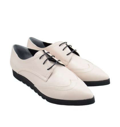 Pantofi oxford piele crem