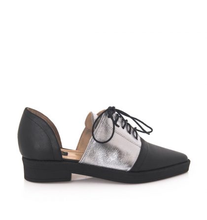 Pantofi oxford piele negru argintiu