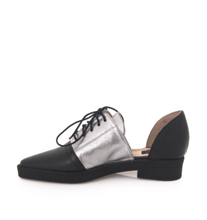 Pantofi oxford piele negru argintiu