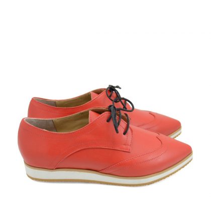 Pantofi oxford rosii piele
