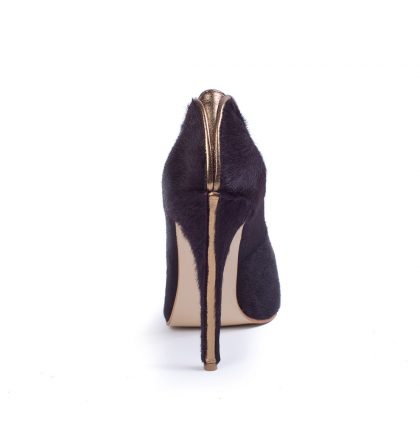 Pantofi stiletto negri piele ponei