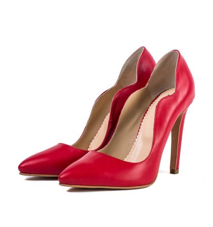 Pantofi stiletto rosii piele naturala