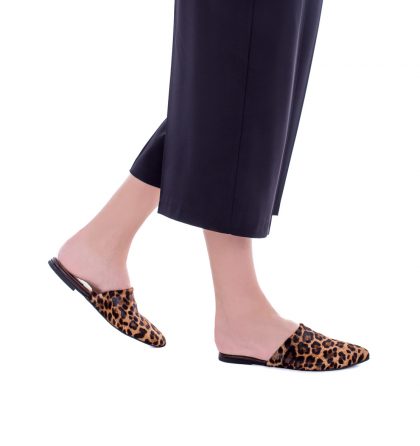 Papuci piele animal print talpa joasa