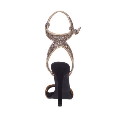 Sandale inalte piele glitter piele intoarsa