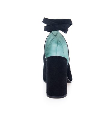 Sandale negre piele intoarsa toc gros