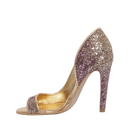 Sandale piele glitter toc inalt