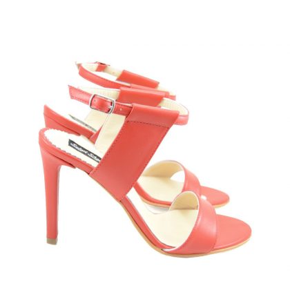 Sandale rosii piele toc inalt