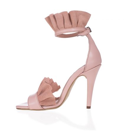 Sandale roz inalte piele box piele intoarsa