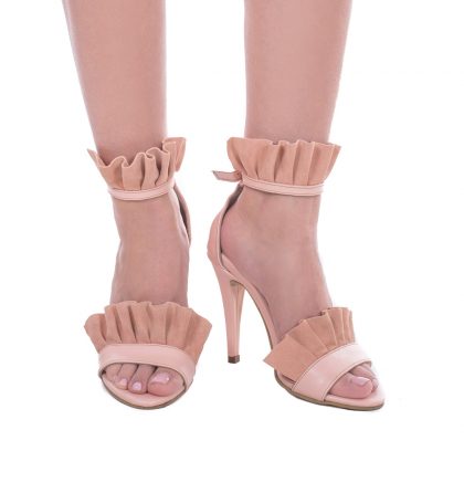 Sandale roz inalte piele box piele intoarsa