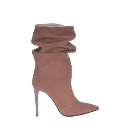 Botine stiletto piele intoarsa cappuccino