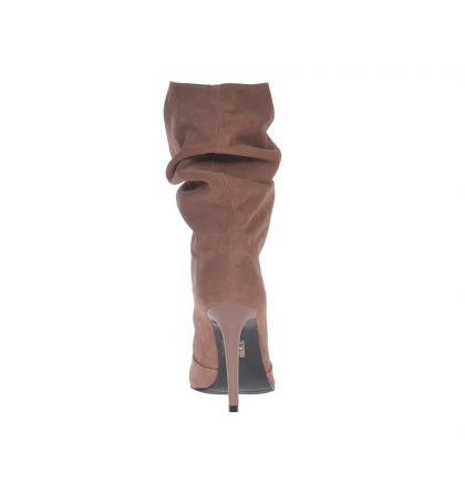 Botine stiletto piele intoarsa cappuccino