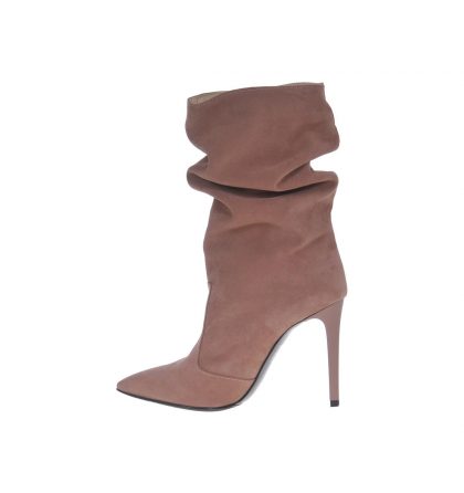 Botine stiletto piele intoarsa cappuccino