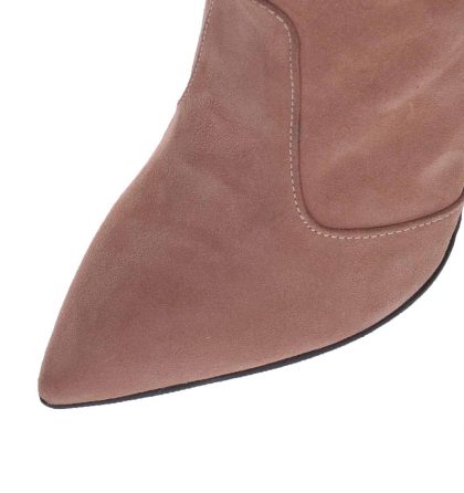 Botine stiletto piele intoarsa cappuccino