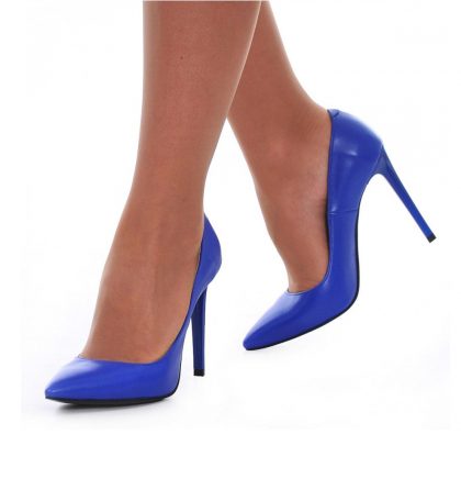 Pantofi albastru electric piele naturala