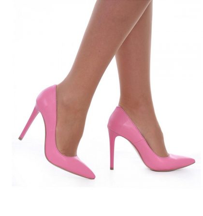 Pantofi roz stiletto piele naturala