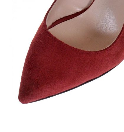 Pantofi bordo piele intoarsa insertii roz pal