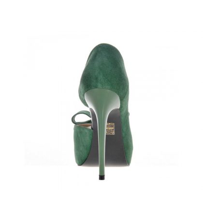 Pantofi peep toe verzi piele intoarsa