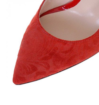 Pantofi rosii stiletto piele imprimeu floral