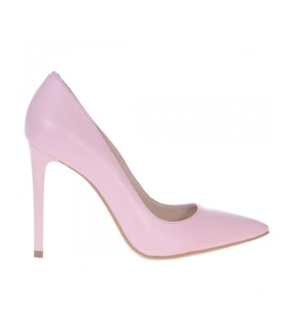 Pantofi roz pal stiletto piele naturala