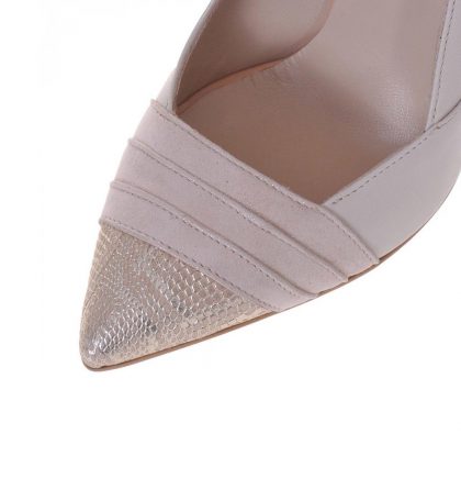 Pantofi stiletto ivory piele naturala