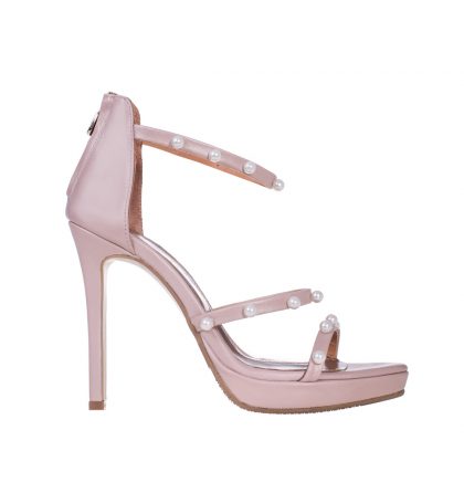 Sandale nude piele accesorizate cu perle