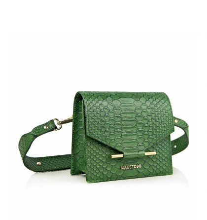 Borseta dama piele verde croco