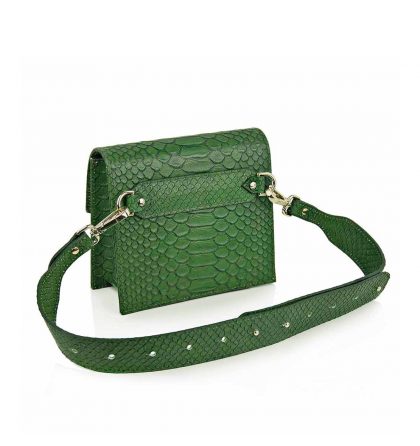 Borseta dama piele verde croco