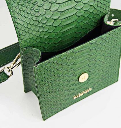 Borseta dama piele verde croco