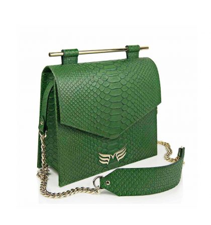 Geanta dama piele verde croco