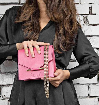Geanta mini piele roz
