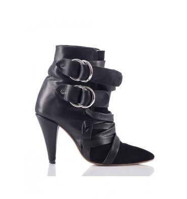 Botine negre toc inalt catarame