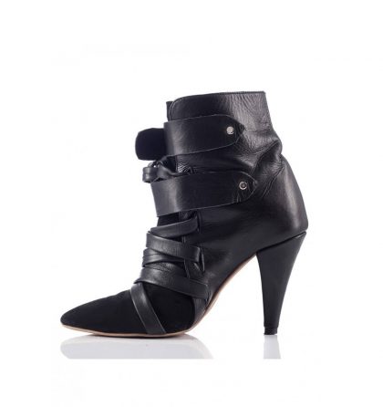 Botine negre toc inalt catarame