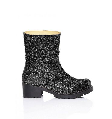 Ghete glitter negru talpa joasa