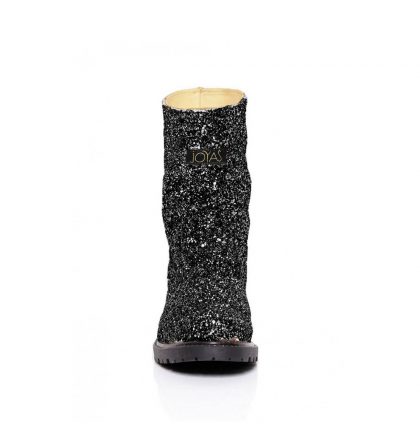 Ghete glitter negru talpa joasa