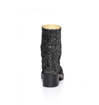 Ghete glitter negru talpa joasa