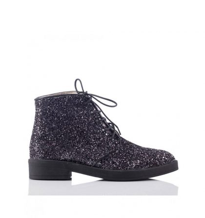 Ghete talpa joasa piele glitter