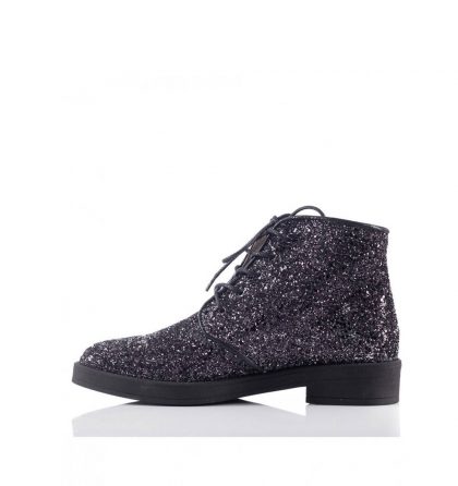 Ghete talpa joasa piele glitter